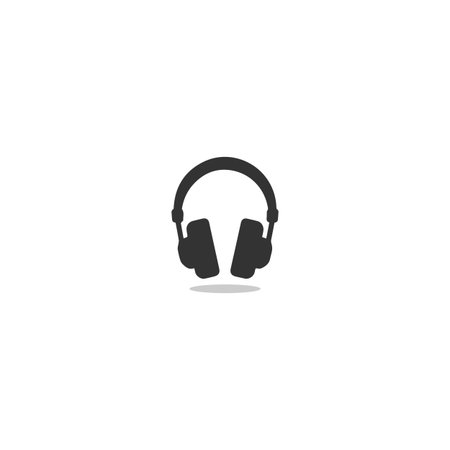 Minimal Headphones Silhouette Music Icon isolated with white background.のイラスト素材