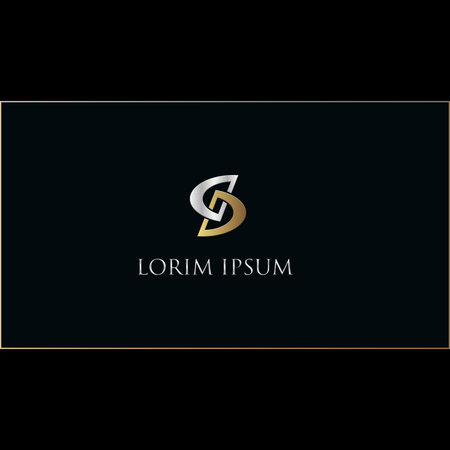 Elegant Golden and Silver DD Monogram with S-Shaped Luxury Knot on a Sophisticated Black Backgroundのイラスト素材