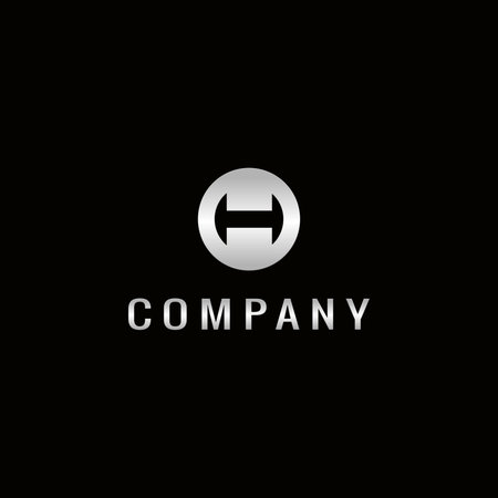 Silver Circular Letter H Monogram: Minimal and Clean Design on Black Backgroundのイラスト素材