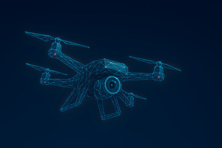 Drone quadcopter with digital camera. 3d illustration.の素材