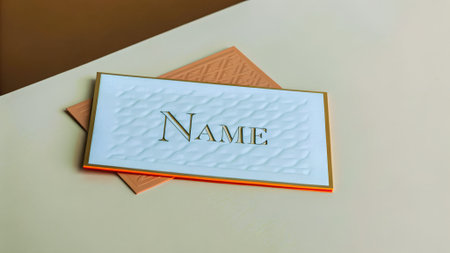 Mockup of an Elegant Embossed Name Card or Business Card Mockup.の素材