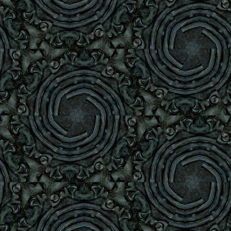 Seamless tileable embossed floral pattern on black background