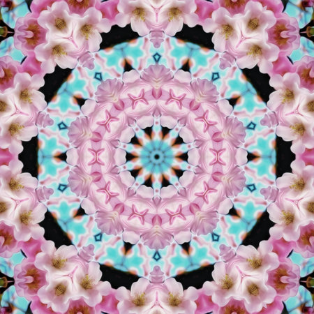 Abstract kaleidoscope background. Beautiful kaleidoscope seamless pattern. Seamless kaleidoscope texture. Seamless kaleidoscope texture.の写真素材