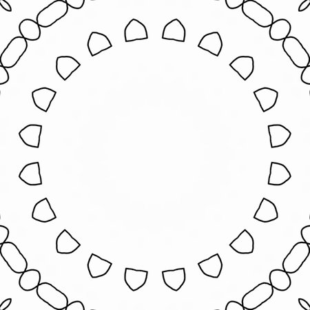 Round frame with black contour lines on a white background. Vector illustration.の写真素材