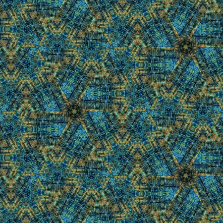 Seamless abstract pattern, symmetrical and intricate in blue and black tones