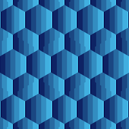 Seamless pattern of hexagons. Blue geometric background. Vector illustration.