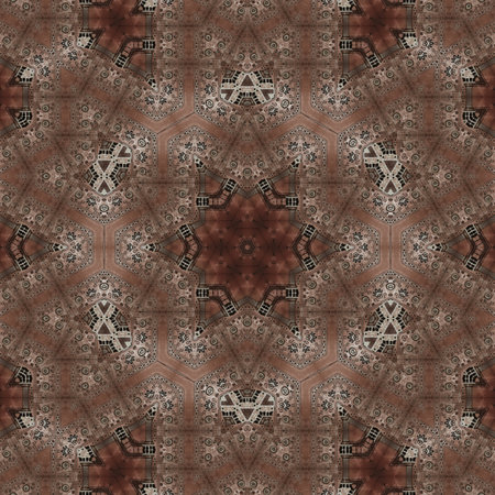 Kaleidoscopic ornamental pattern in brown and beige colors