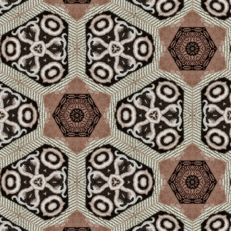 Textile cloth black and white kaleidoscope seamless generated hires textureの写真素材