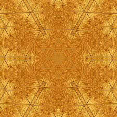Kaleidoscope of gold. Seamless pattern. For eg fabric, wallpaper, wall decorations.の写真素材