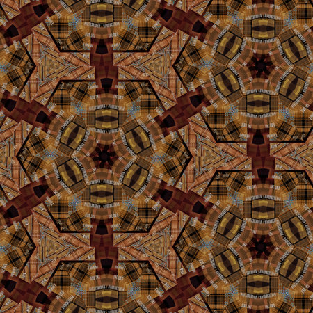 Seamless background pattern. Abstract kaleidoscope fabric design texture