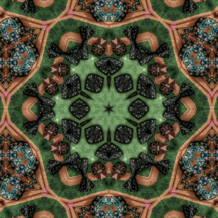 Kaleidoscopic wallpaper tiles. Seamless texture or background
