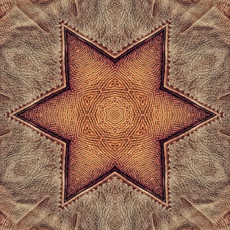 Kaleidoscope of color with embossed abstract ornament on leather