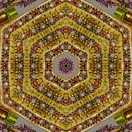 golden mandala kaleidoscope background - abstract kaleidoscope background