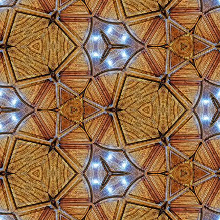 Seamless texture of a wooden surface, kaleidoscope patternの写真素材