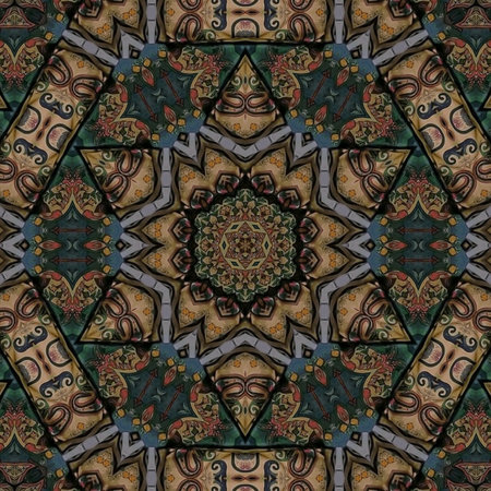 Kaleidoscopic ornamental seamless generated hires texture in blue and brown