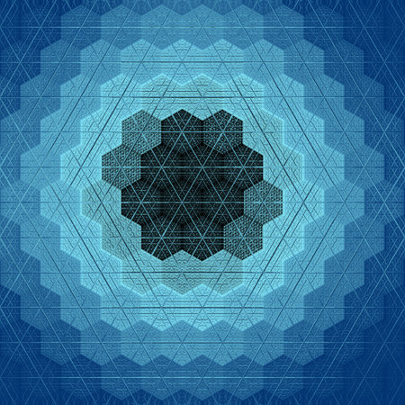 abstract blue background with hexagonal pattern, computer-generated illustrationの写真素材