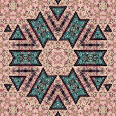 Abstract kaleidoscope background. Beautiful multicolor kaleidoscope texture. Unique kaleidoscope design.の写真素材