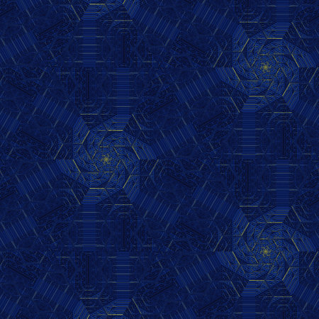 Seamless abstract pattern, symmetrical, intricate and colorful in blue