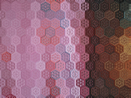 Fabric texture with embossed pattern in the form of square tiles