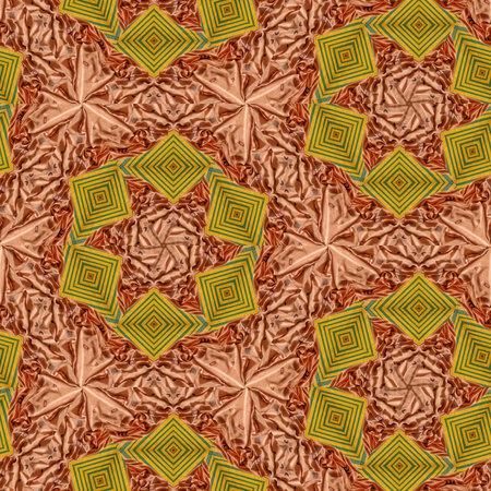 Seamless texture with abstract geometric pattern in brown and yellow colors