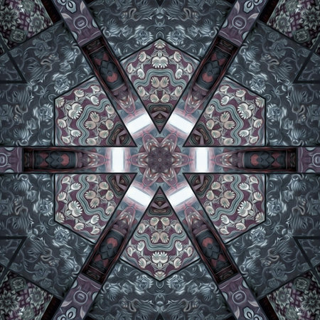 Kaleidoscope of color with beautiful ornamental - computer generated graphicsの写真素材
