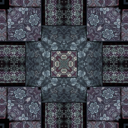 Kaleidoscopic ornamental wallpaper tiles. Seamless pattern