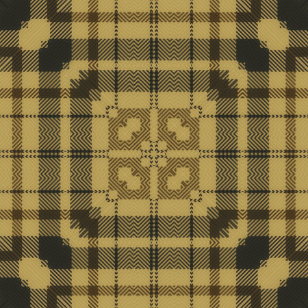 Tartan plaid. Scottish pattern in black, white and brown cage. Scottish cage. Traditional Scottish checkered background. Seamless fabric texture. Vector illustrationの写真素材