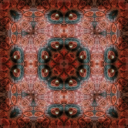 Seamless abstract pattern, symmetrical, intricate and colorful in black and red