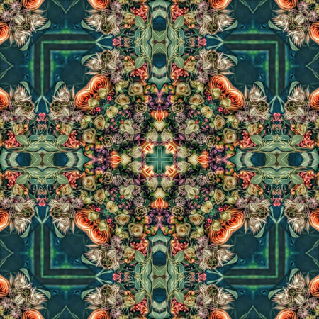 Kaleidoscopic wallpaper tiles. Seamless pattern or texture
