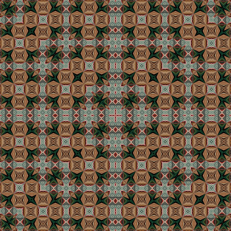Seamless pattern with mandalas in green and brown colors