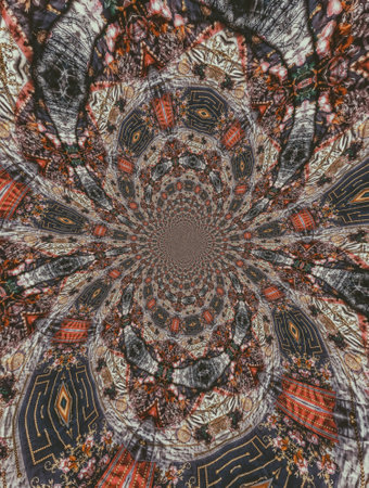 Abstract fractal computer generated composition with various geometrical shapes and elements