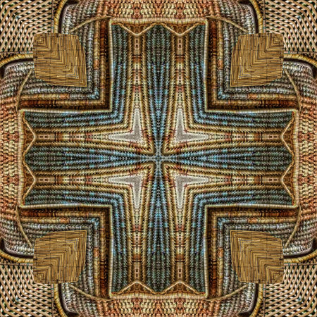 Kaleidoscope of color with embossed abstract ornament on leatherの写真素材