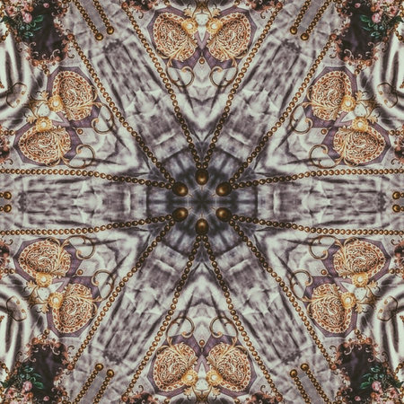 Kaleidoscope of color with embossed abstract ornament