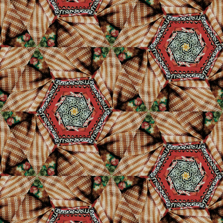 Seamless pattern of colorful kaleidoscope fabric. For eg fabric, wallpaper, wall decorations.