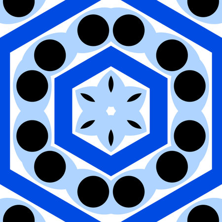 Abstract geometric seamless pattern in blue and black tones. Modern stylish texture.