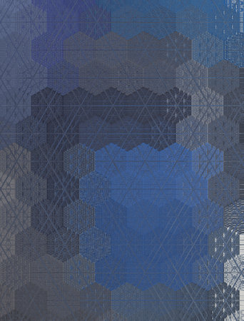 Abstract blue background with hexagons and grid pattern. Digital illustration.