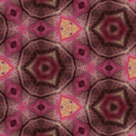 Kaleidoscopic ornamental seamless generated texture or background in red and black colors