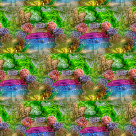 Seamless pattern with multicolored roses. For eg fabric, wallpaper, wall decorations.