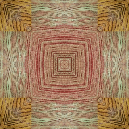 Seamless background pattern. Abstract symmetrical pattern on wood.