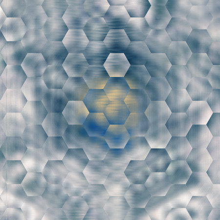 Abstract background with hexagons in blue and yellow colors. Digital illustration.の写真素材