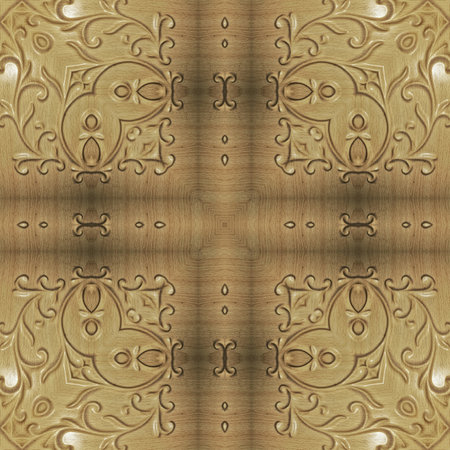 golden background with embossed pattern on wood, square image