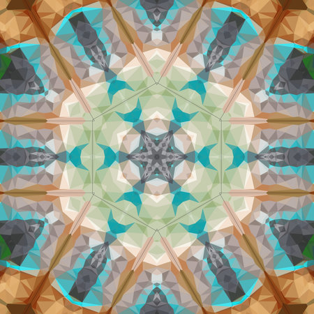Seamless pattern. Abstract kaleidoscope background. Beautiful multicolor kaleidoscope texture. Unique kaleidoscope design.の写真素材