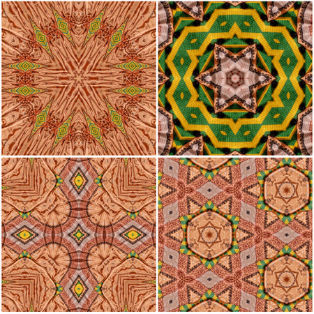 Set of seamless patterns with mandalas. Colorful ethnic ornament. Arabesque style