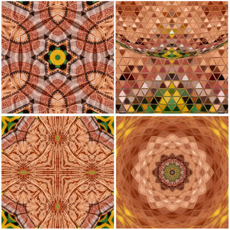 Set of four seamless patterns with abstract geometric ornament. Vector illustration.