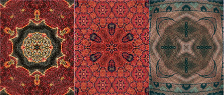 Traditional design with phulkari kalamkari motifs from Pakistan and Indian culture. Geometric ethnic...