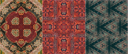 Traditional design with phulkari kalamkari motifs from Pakistan and Indian culture. Geometric ethnic...