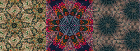 Traditional design with phulkari kalamkari motifs from Pakistan and Indian culture. Geometric ethnic...