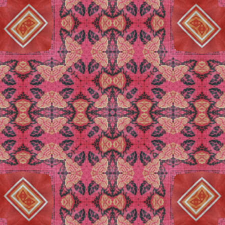 Traditional design with phulkari kalamkari motifs from Pakistan and Indian culture. Geometric ethnic...