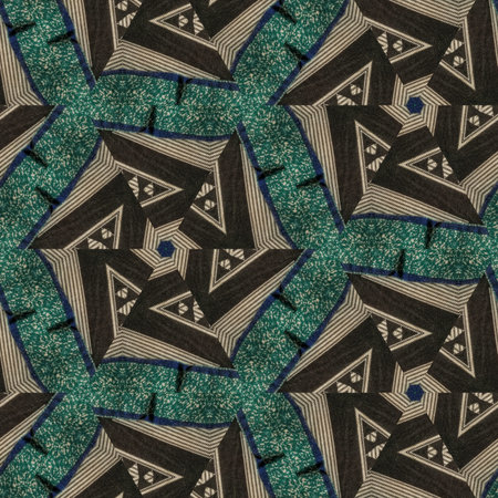 Elegant mixed print fabric featuring intricate patterns, rich textures, vibrant detailing that blend...
