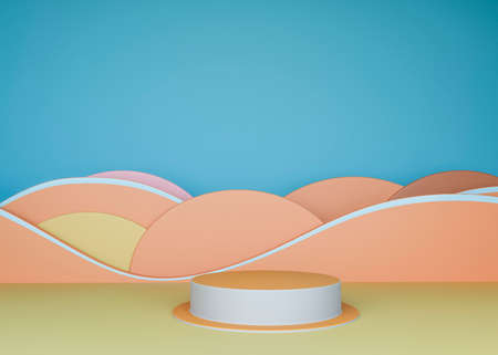colorful dimensional geometric podium designの写真素材